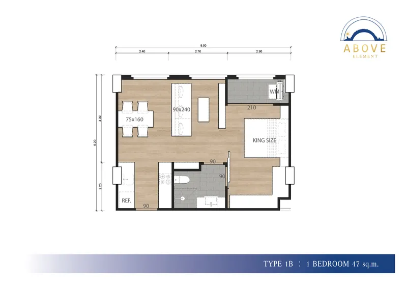 Above Element, floor plan: bedroom