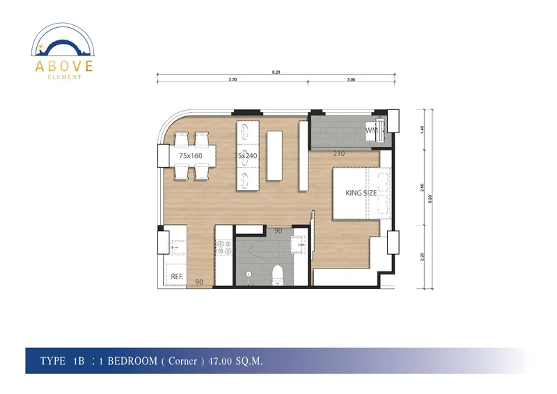 Above Element, floor plan: bedroom