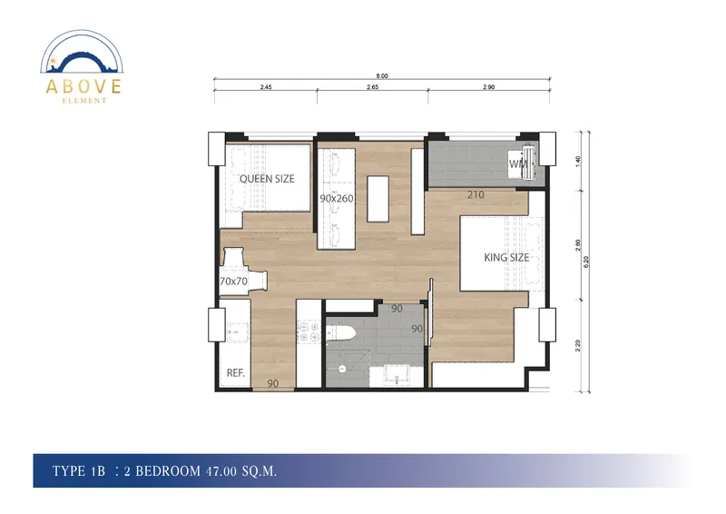 Above Element, floor plan: bedroom
