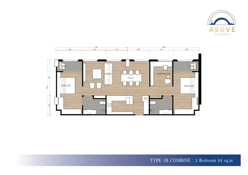 Above Element, floor plan: bedroom