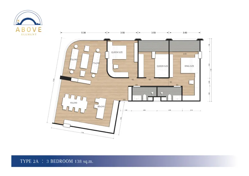 Above Element, floor plan: bedroom