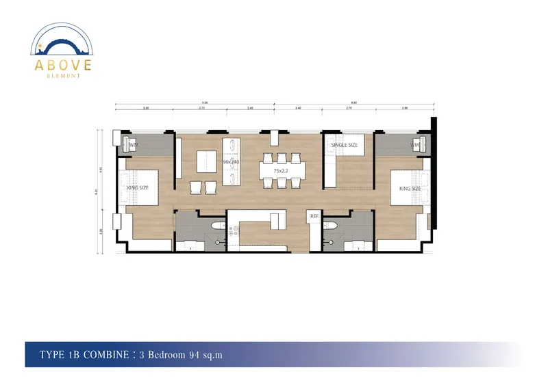Above Element, floor plan: bedroom