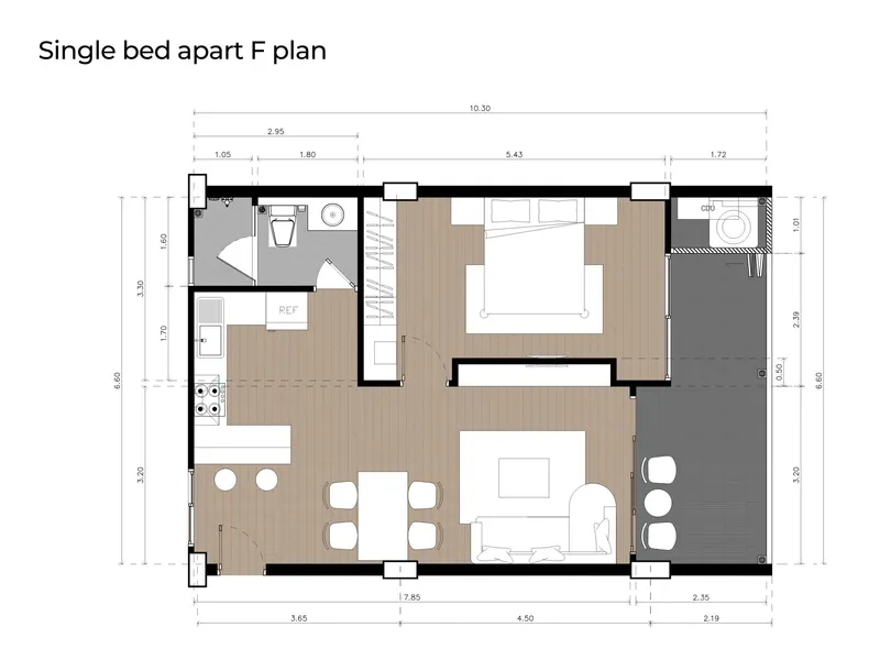 Studio 44 sqm in Babylon Sky Garden 2 (Rawai) · Floor plan of a different unit type here — 70 m²
