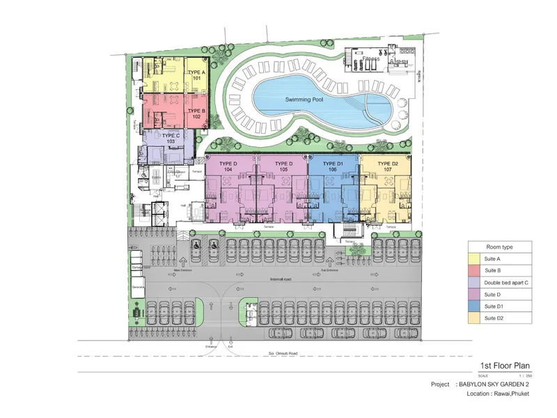 Studio 44 sqm in Babylon Sky Garden 2 (Rawai) · Development floor plan