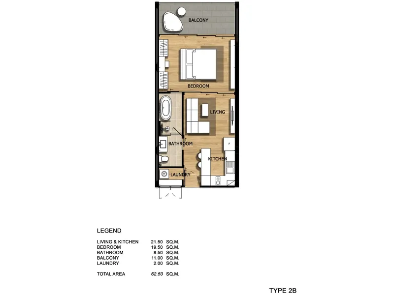 Apartment 1-bedroom 61 sqm in Bright Phuket (Bang Tao) · Floor plan of this unit