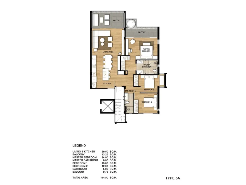 Apartment 1-bedroom 61 sqm in Bright Phuket (Bang Tao) · Floor plan of a different unit type here