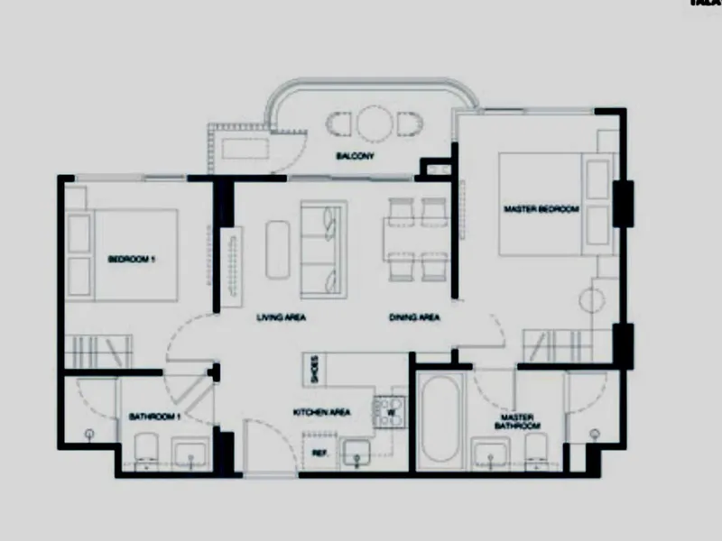 Apartment 2-bedroom 59 sqm in Canvas (Bang Tao) · floor plan