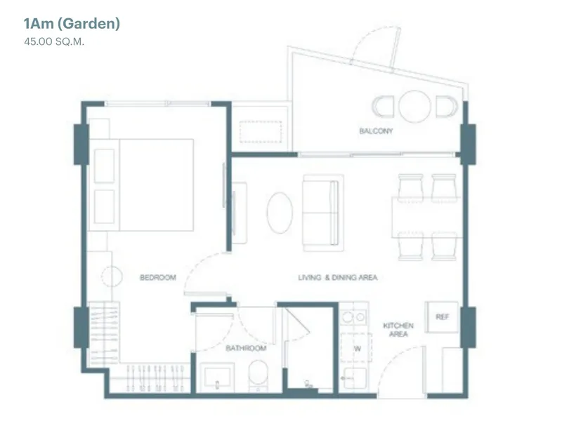 Apartment 1-bedroom 43.5 sqm in Canvaz Palette Cherngtalay (Bang Tao) · Floor plan of this unit