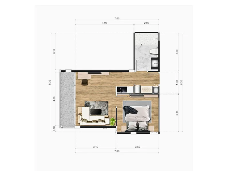 Apartment 1-bedroom 47 sqm in The Coral Beach Oceanview Resort (Patong) · Floor plan of this unit