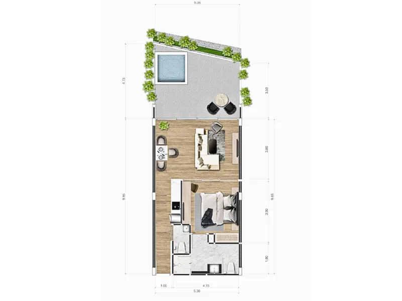 Apartment 1-bedroom 47 sqm in The Coral Beach Oceanview Resort (Patong) · Floor plan of this unit