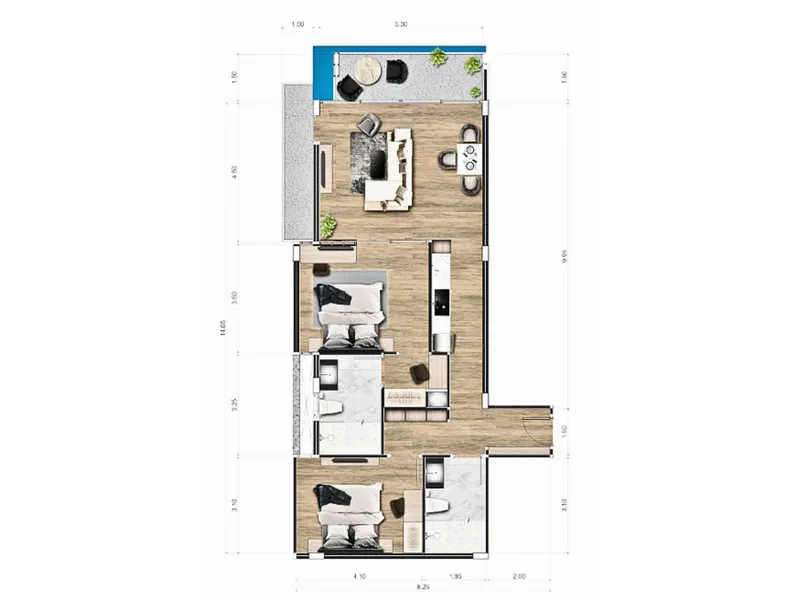 Apartment 1-bedroom 47 sqm in The Coral Beach Oceanview Resort (Patong) · Floor plan of a different unit type here