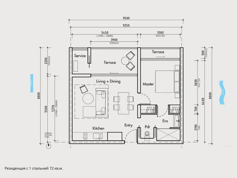 Apartment 1-bedroom 50 sqm in Gardens of Eden (Layan) · floor plan