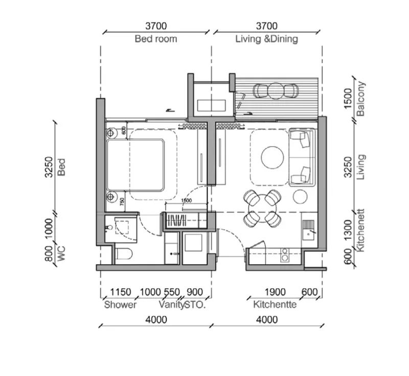 Apartment 1-bedroom 50 sqm in Gardens of Eden (Layan) · Development floor plan