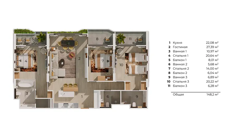 Layan Green Park, floor plan: bedroom