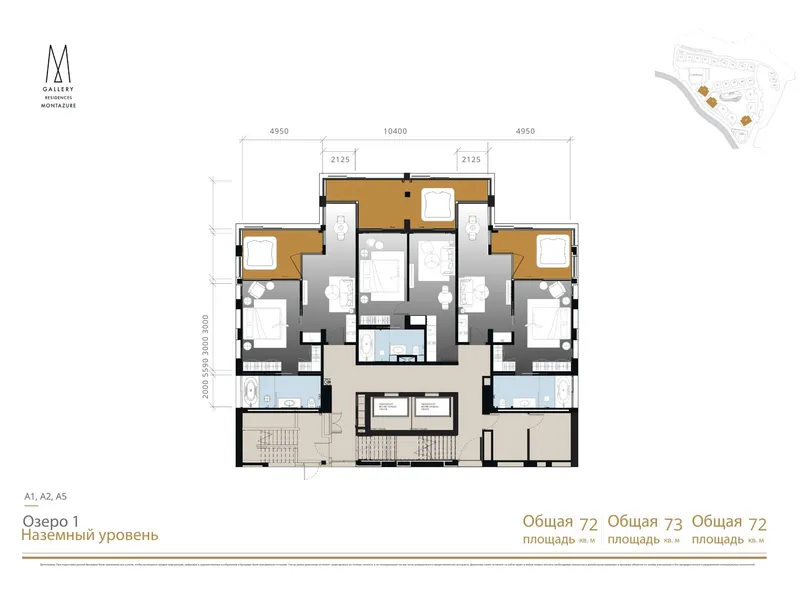 Apartment 1-bedroom 65 sqm in MontAzure Residences MGallery (Kamala) · Development floor plan