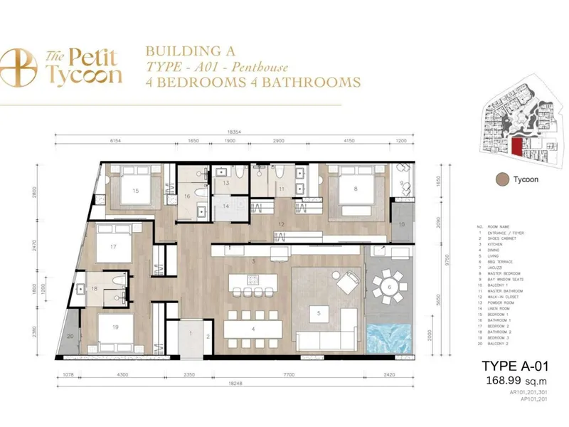 Apartment 4-bedroom 169 sqm in The Petit Tycoon (Surin) · Floor plan of this unit