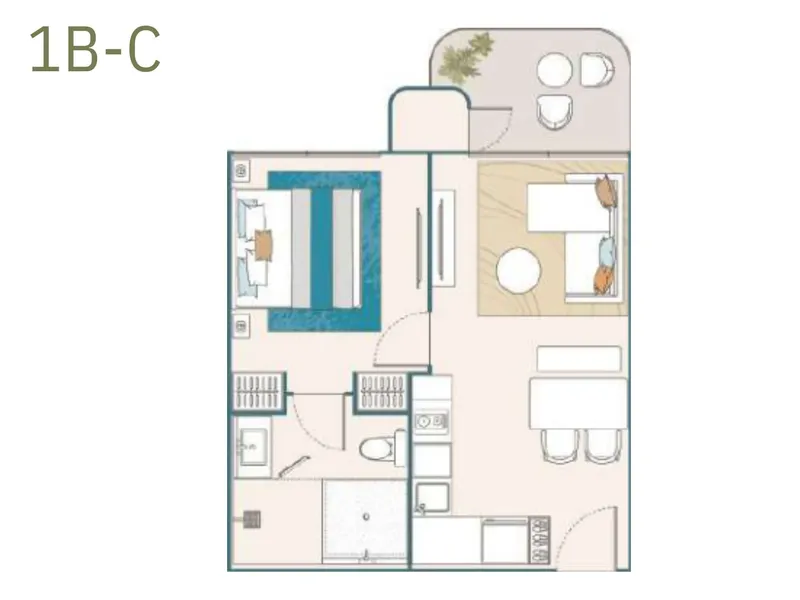 Apartment 1-bedroom 46 sqm in Peylaa Phuket (Bang Tao) · Floor plan of this unit