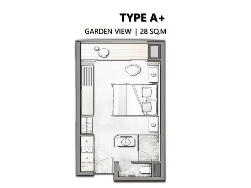 Villa Studio 28 sqm in Platinum Bay (Kamala) · Floor plan of this unit