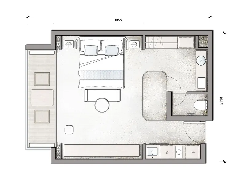 Villa Studio 39 sqm in Platinum Bay (Kamala) · Floor plan of this unit