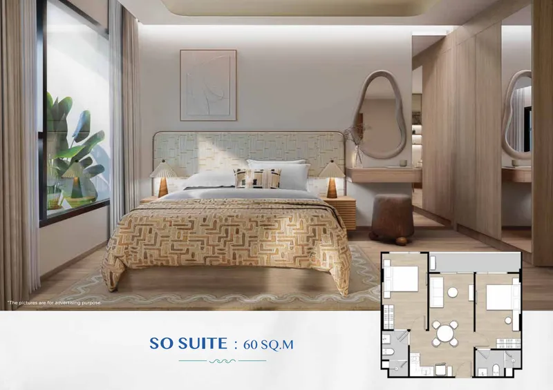 Apartment 2-bedroom 60 sqm in SO Origin Lagoon (Bang Tao) · Floor plan of this unit