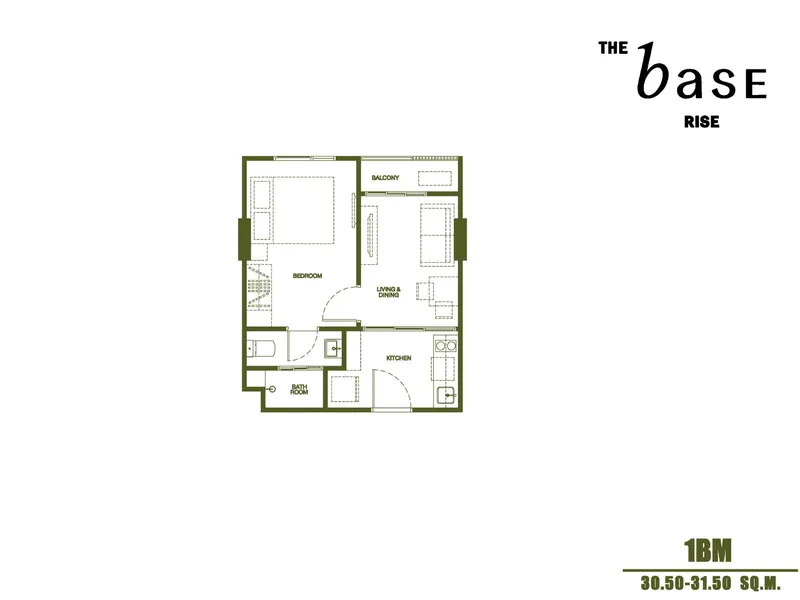 Apartment 1-bedroom 31 sqm in The Base Rise (Kathu) · floor plan