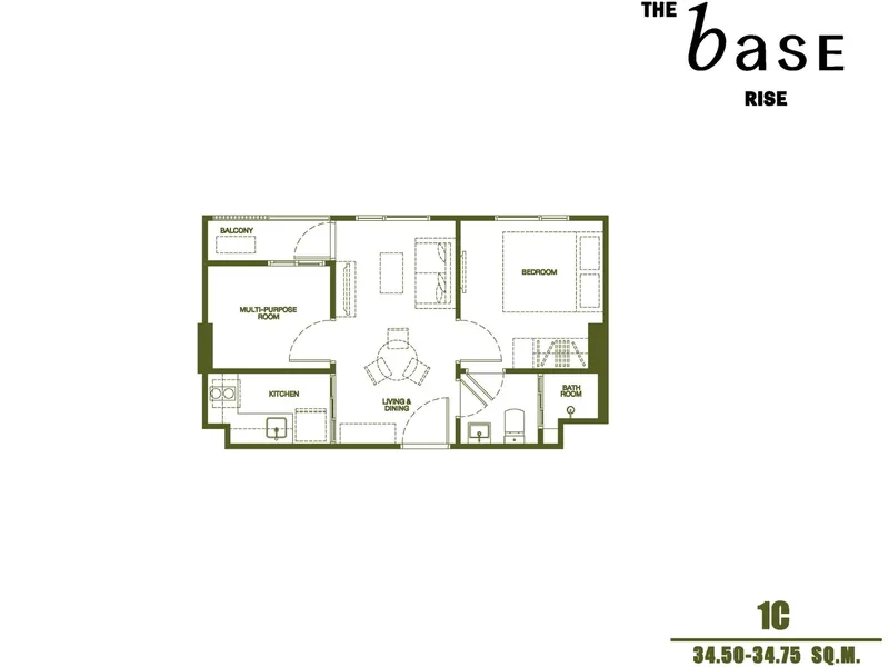 Apartment 1-bedroom 35 sqm in The Base Rise (Kathu) · floor plan
