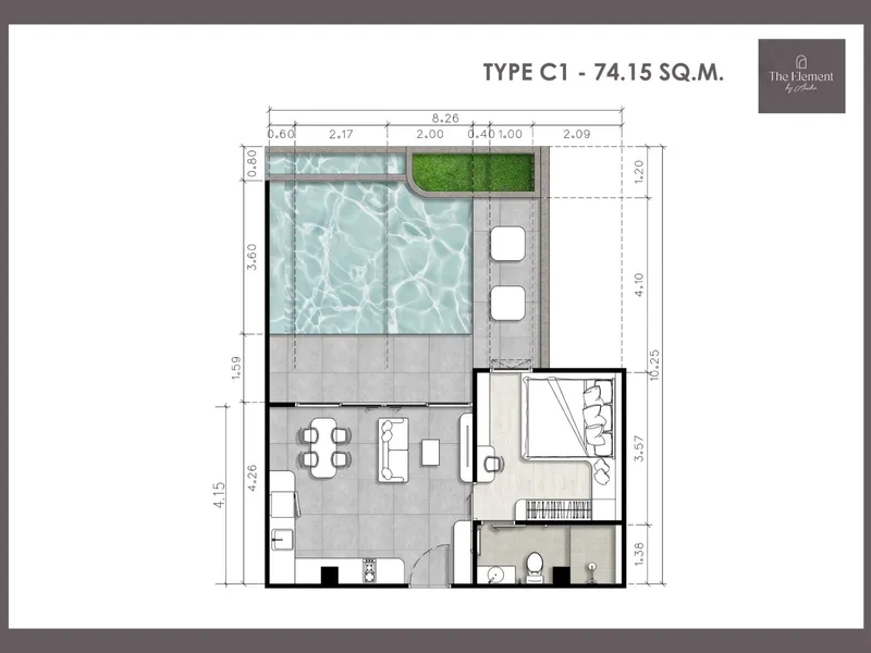 Apartment 2-bedroom 125 sqm in The Element (Kamala) · pool