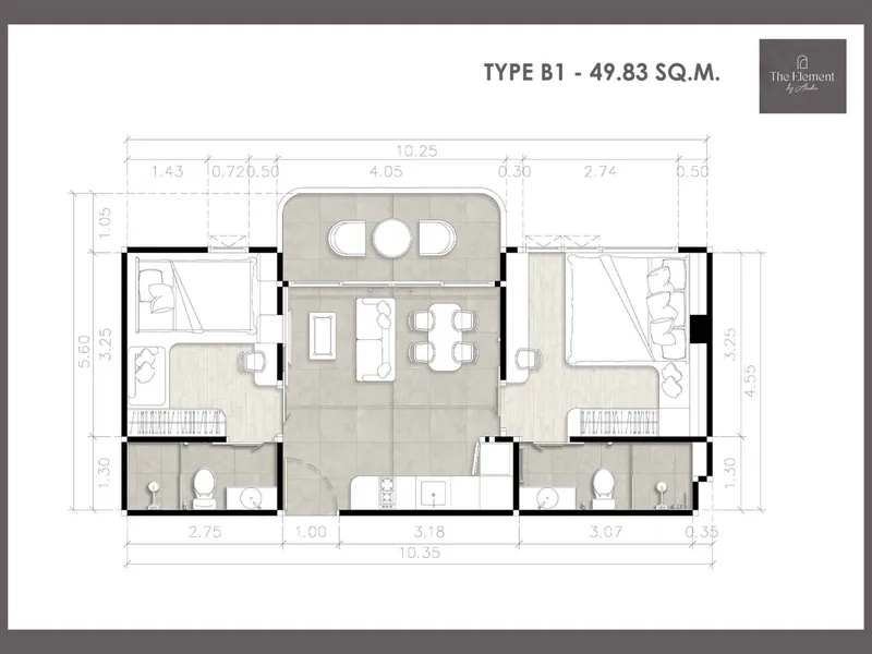 Apartment 2-bedroom 125 sqm in The Element (Kamala) · Floor plan of a different unit type here — 50 m²