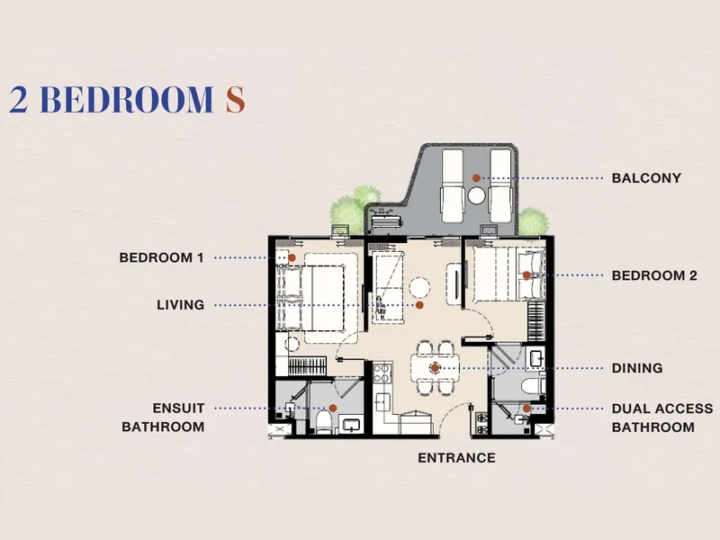 The Title Balcony, floor plan: terrace