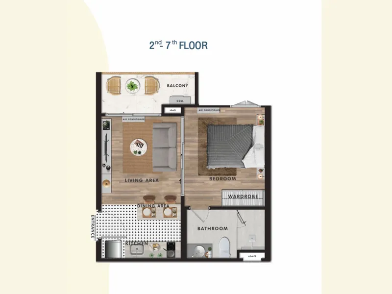Apartment 1-bedroom 36 sqm in The Title Halo (Nai Yang) · floor plan