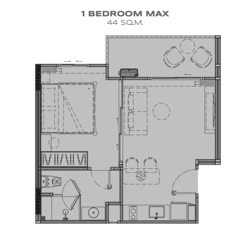 Apartment 1-bedroom 50 sqm in The Title Legendary (Bang Tao) · Floor plan of this unit