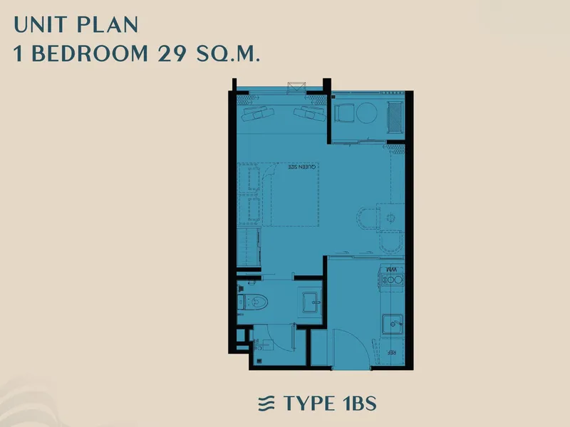 Studio 29 sqm in The Title Modeva (Bang Tao) · Floor plan of this unit