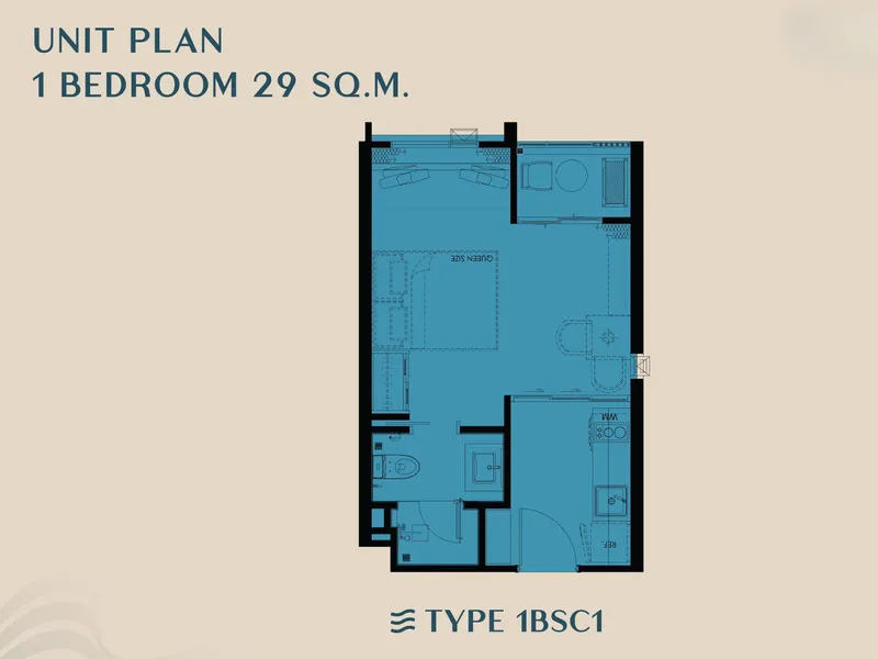 Studio 29 sqm in The Title Modeva (Bang Tao) · Floor plan of a different unit type here