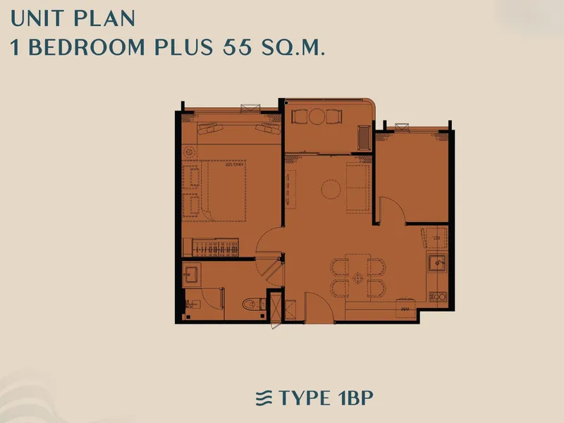 Studio 29 sqm in The Title Modeva (Bang Tao) · Floor plan of a different unit type here — 55 m²