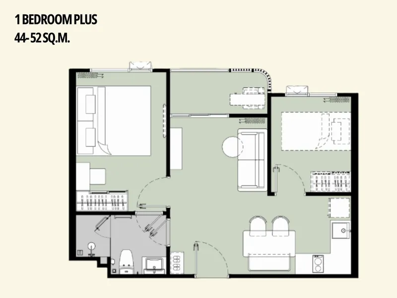 Apartment 1-bedroom 32 sqm in The Title Olive (Nai Yang) · bedroom