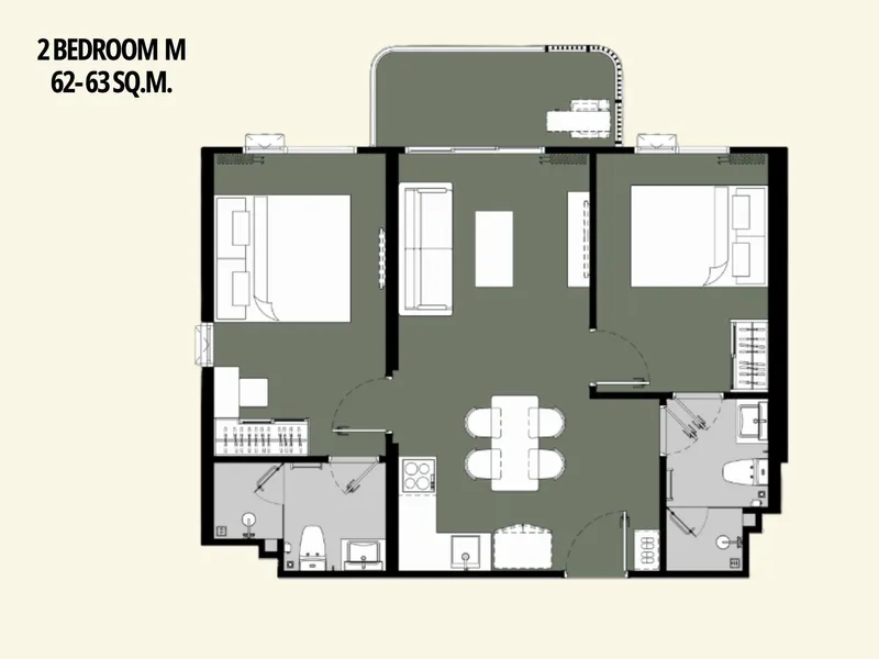 Apartment 1-bedroom 32 sqm in The Title Olive (Nai Yang) · bedroom