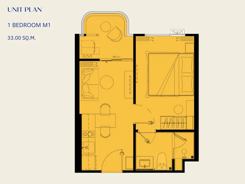 Apartment 1-bedroom 33 sqm in The Title Vivana (Kamala) · Floor plan of this unit