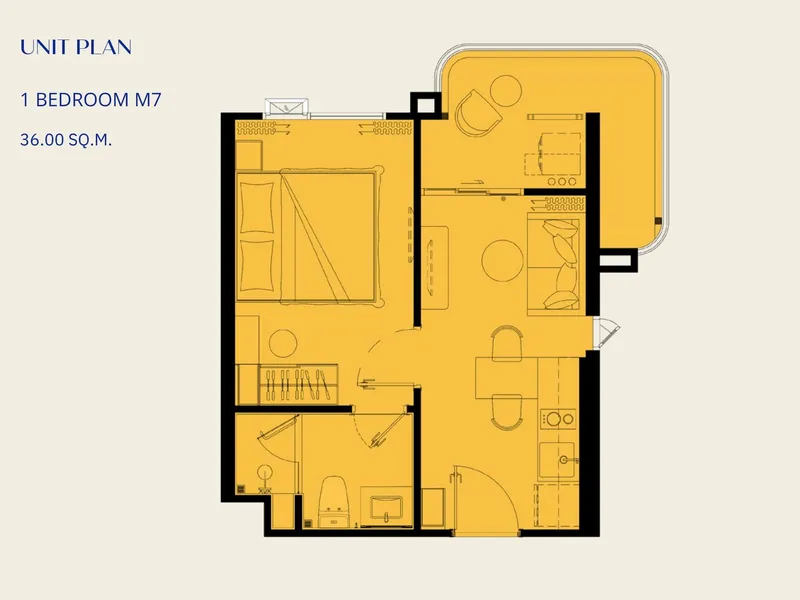 Apartment 1-bedroom 33 sqm in The Title Vivana (Kamala) · Floor plan of a different unit type here — 36 m²