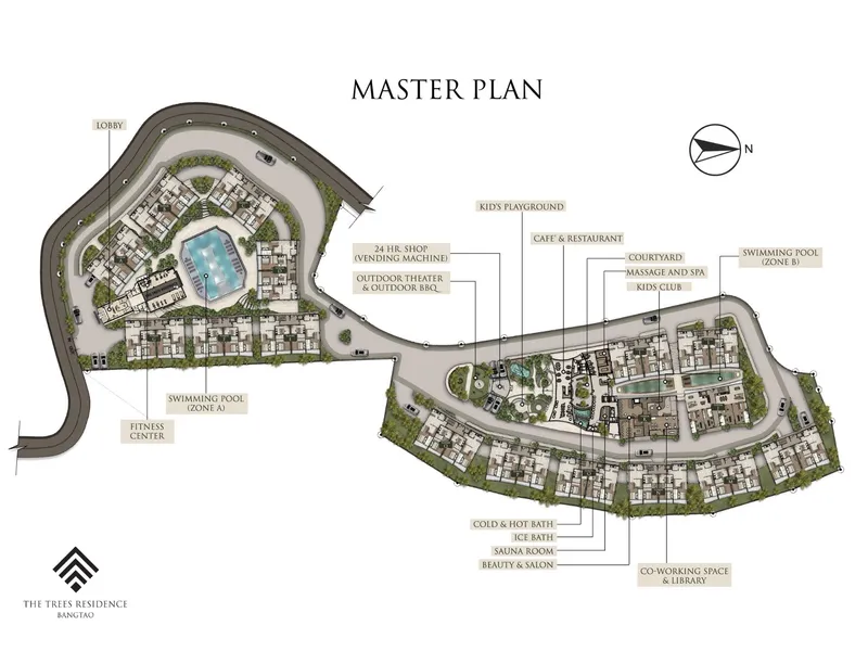 Apartment 1-bedroom 37 sqm in The Trees Residence (Bang Tao) · Development floor plan