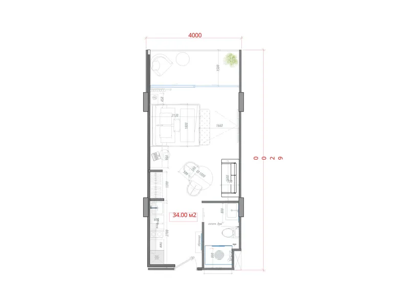 Studio 30 sqm in SunHills Lakeside (ex VEGA) (Layan) · floor plan