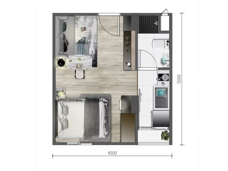 Studio 22 sqm in VIP GREAT HILL (Nai Yang) · Development floor plan