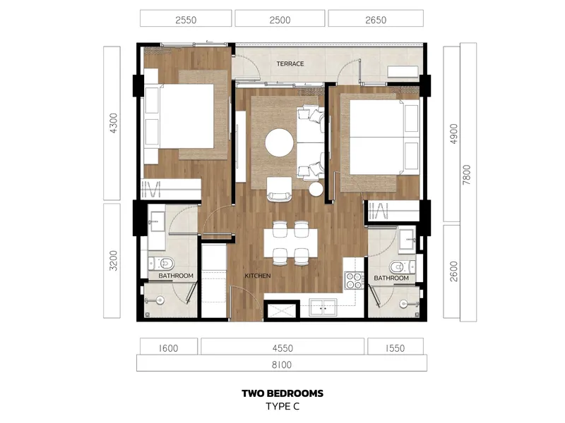 Studio 30 sqm in VIP Tropika (Bang Tao) · Floor plan of a different unit type here — 61 m²