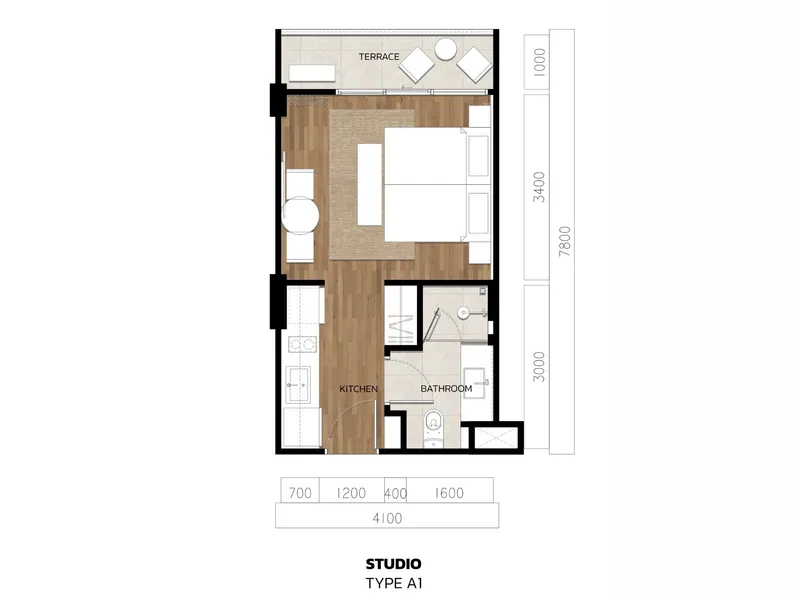 Studio 30 sqm in VIP Tropika (Bang Tao) · Floor plan of this unit