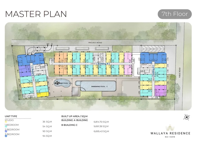 Appartamento con 1 camera da letto 54 m² a Wallaya Residence Nai Harn (Nai Harn) · Planimetria del complesso