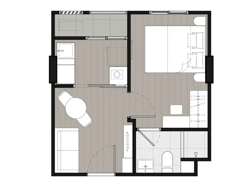 Studio 23 sqm in Nue Coast Khu Khot (Khu Khot) · Floor plan of a different unit type here — 27 m²