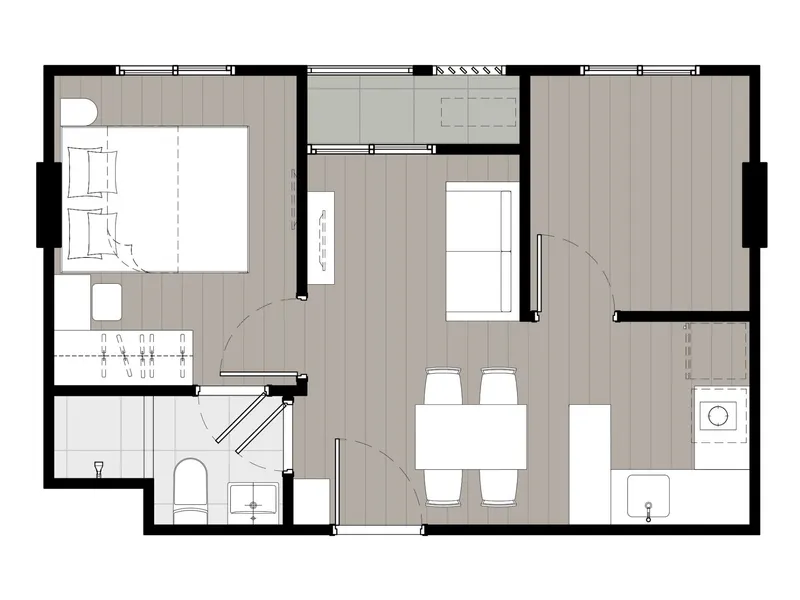Apartment 1-bedroom 37 sqm in Nue Coast Khu Khot (Khu Khot) · Floor plan of this unit