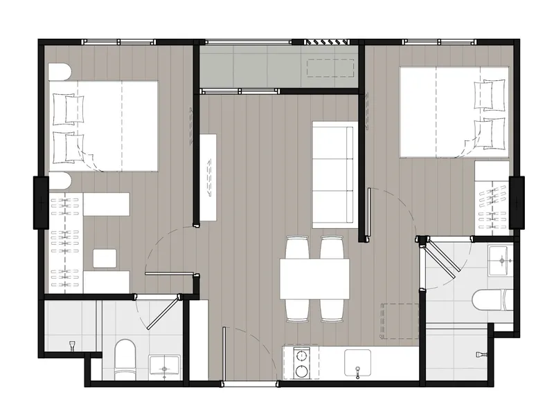 Studio 23 sqm in Nue Coast Khu Khot (Khu Khot) · Floor plan of a different unit type here — 48 m²
