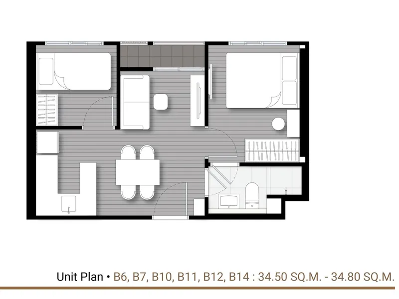 Apartment 1-bedroom 35 sqm in Nue Evo Ari (Ari) · Floor plan of this unit