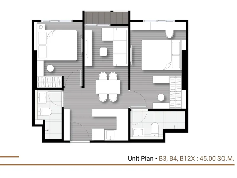 Apartment 2-bedroom 45 sqm in Nue Evo Ari (Ari) · Floor plan of this unit