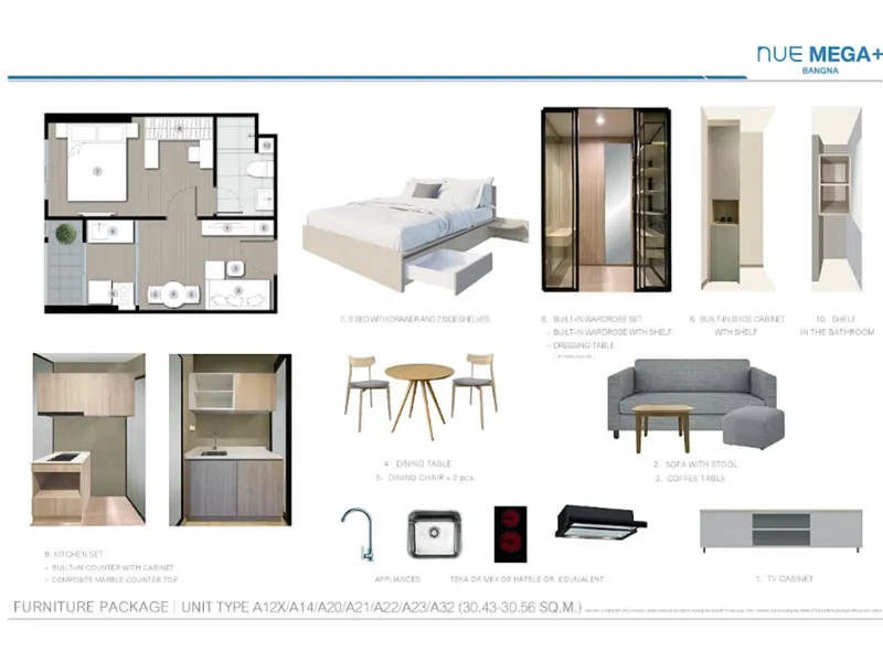 Apartment 1-bedroom 26 sqm in Nue Mega Plus Bangna (Bangna) · Development floor plan